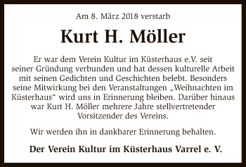 Traueranzeige von Kurt H. Möller von SYK