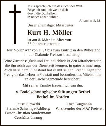 Traueranzeige von Kurt H. Möller von SYK