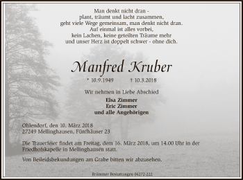 Traueranzeige von Manfred Kruber von SYK