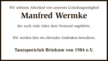 Traueranzeige von Manfred Wermke von SYK