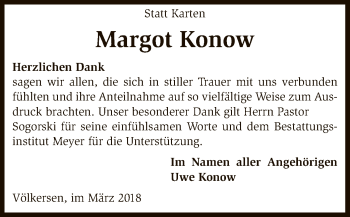 Traueranzeige von Margot Konow von SYK