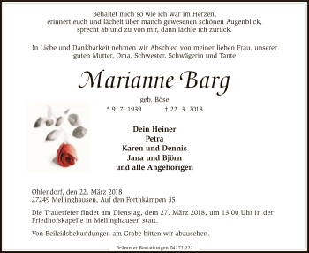 Traueranzeige von Marianne Barg von SYK