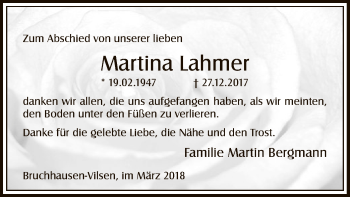 Traueranzeige von Martina Lahmer von SYK