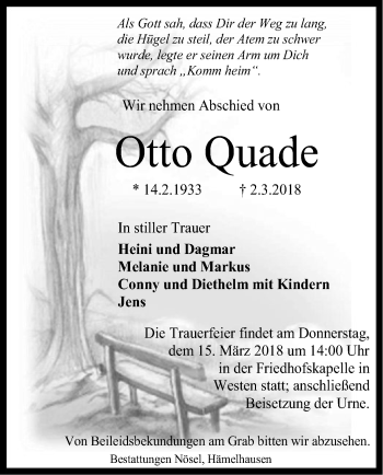 Traueranzeige von Otto Quade von SYK