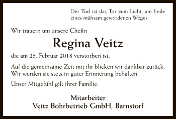 Traueranzeige von Regina Veitz von SYK