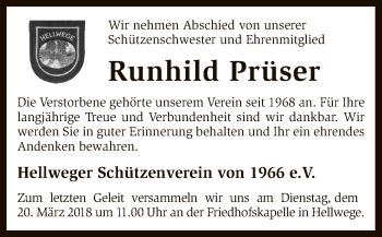 Traueranzeige von Runhild Prüser von SYK