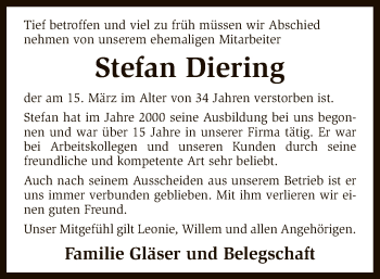 Traueranzeige von Stefan Diering von SYK