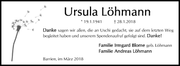 Traueranzeige von Ursula Löhmann von SYK