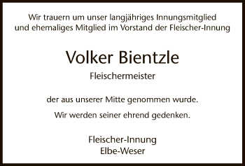 Traueranzeige von Volker Bientzle von SYK