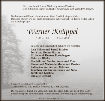 Traueranzeige von Werner Knüppel von SYK