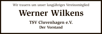 Traueranzeige von Werner Wilkens von SYK