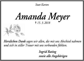 Traueranzeige von Amanda Meyer von SYK