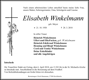 Traueranzeige von Elisabeth Winkelmann von SYK