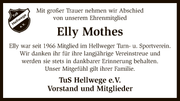 Traueranzeige von Elly Mothes von SYK