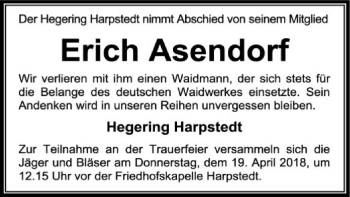 Traueranzeige von Erich Asendorf von SYK