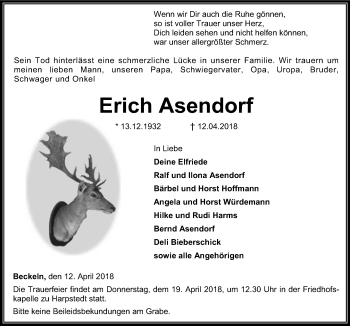 Traueranzeige von Erich Asendorf von SYK