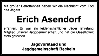 Traueranzeige von Erich Asendorf von SYK