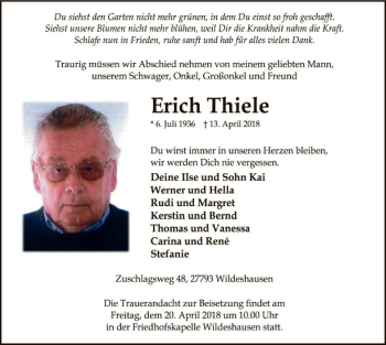 Traueranzeige von Erich Thiele von SYK