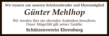 Traueranzeige von Günter Mehlhop von SYK