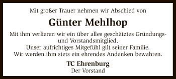 Traueranzeige von Günter Mehlhop von SYK