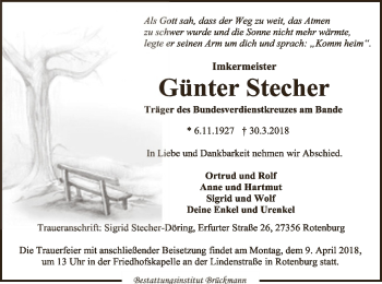 Traueranzeige von Günter Stecher von SYK