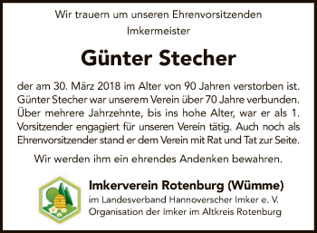 Traueranzeige von Günter Stecher von SYK