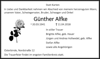 Traueranzeige von Günther Alfke von SYK