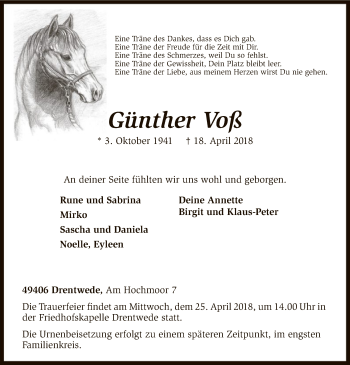 Traueranzeige von Günther Voß von SYK