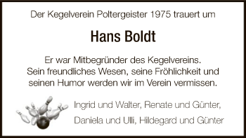 Traueranzeige von Hans Boldt von SYK