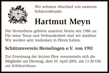 Traueranzeige von Hartmut Meyn von SYK