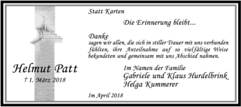 Traueranzeige von Helmut Patt von SYK