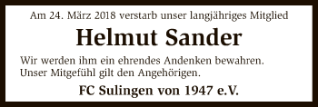 Traueranzeige von Helmut Sander von SYK