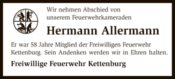 Traueranzeige von Hermann Allermann von SYK