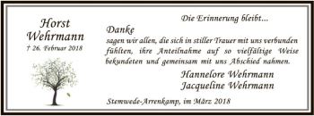 Traueranzeige von Horst Wehrmann von SYK