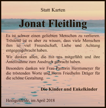 Traueranzeige von Jonat Fleitling von SYK