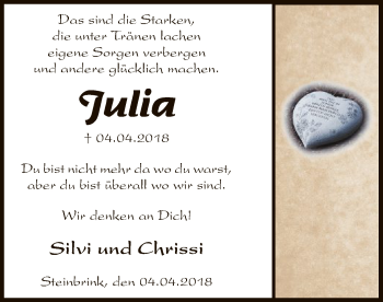 Traueranzeige von Julia  von SYK