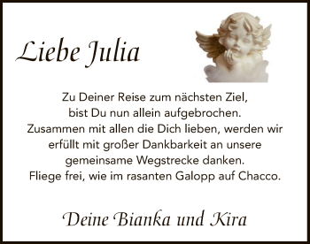 Traueranzeige von Julia Lange von SYK