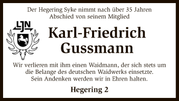 Traueranzeige von Karl-Friedrich Gussmann von SYK