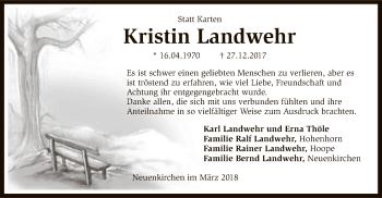 Traueranzeige von Kristin Landwehr von SYK