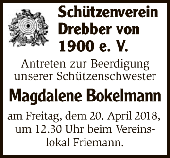 Traueranzeige von Magdalene Bokelmann von SYK