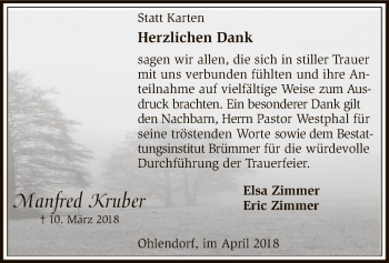 Traueranzeige von Manfred Kruber von SYK