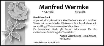 Traueranzeige von Manfred Wermke von SYK