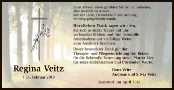 Traueranzeige von Regina Veitz von SYK