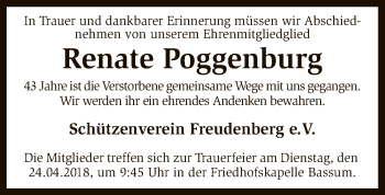 Traueranzeige von Renate Poggenburg von SYK