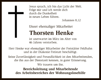 Traueranzeige von Thorsten Henke von SYK