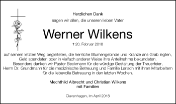 Traueranzeige von Werner Wilkens von SYK