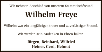 Traueranzeige von Wilhelm Freye von SYK