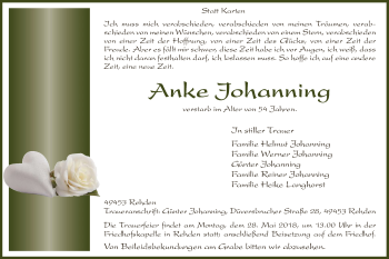 Traueranzeige von Anke Johanning von SYK