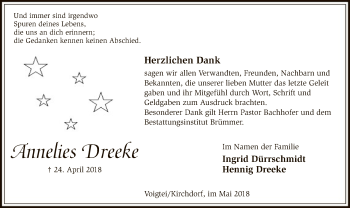 Traueranzeige von Annelies Dreeke von SYK