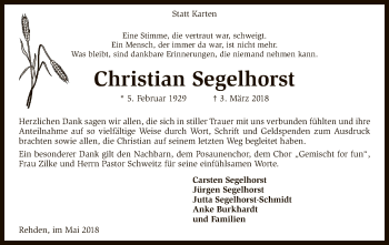 Traueranzeige von Christian Segelhorst von SYK